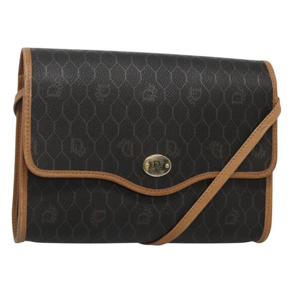 DIOR Honeycomb Canvas Shoulder Bag Pvc Black Gold - Picture 1 of 12